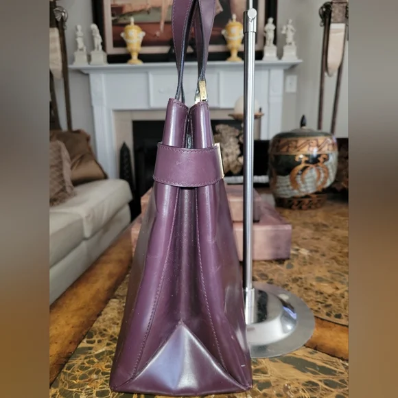 GUCCI Elegant Purple Leather Tote Bag Rehab - Picture 4 of 10